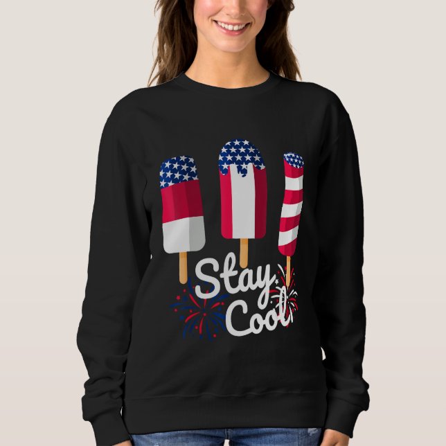 Camiseta 4th Of July Ice Pops Red White Blue American Flag  (Frente)