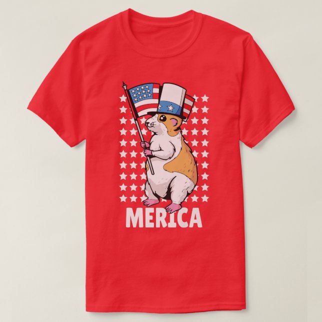Camiseta 4th of July Independence Day USA American Guinea P (Frente do Design)