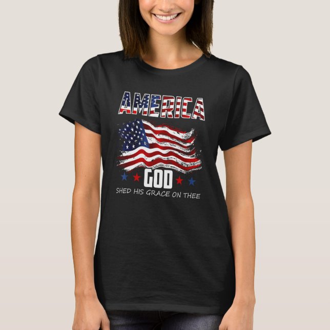 Camiseta 4th of July Men Women America God Shed His Grace o (Frente)