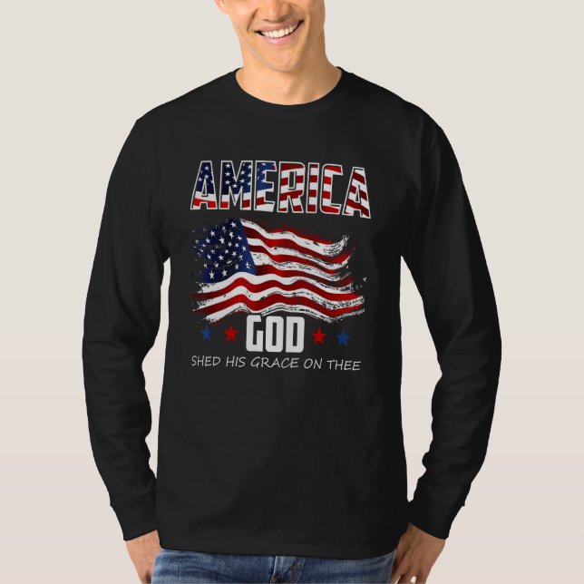 Camiseta 4th of July Men Women America God Shed His Grace o (Frente)
