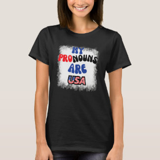 Camiseta 4th of July My Pronouns Are USA Flag for Men Women