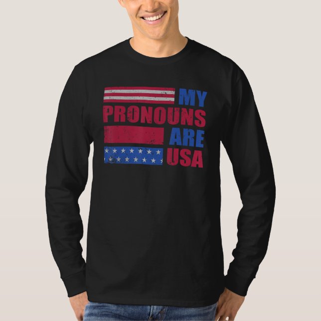 Camiseta 4th of July My Pronouns Are USA Flag George Washin (Frente)