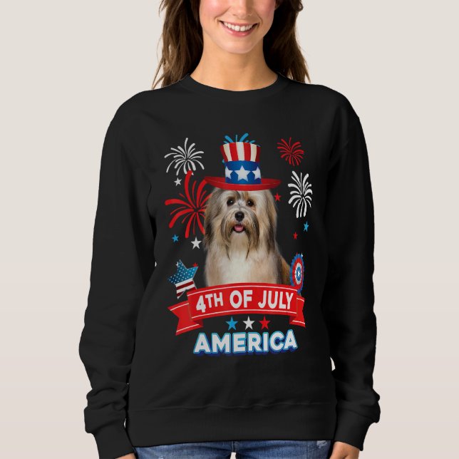 Camiseta 4th Of July Patriotic Day Havanese Dog Independenc (Frente)