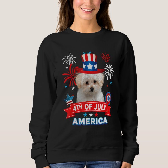 Camiseta 4th Of July Patriotic Day Maltese Dog Independence (Frente)