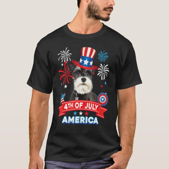 Camiseta 4th Of July Patriotic Day Schnauzer Dog Independen (Frente)
