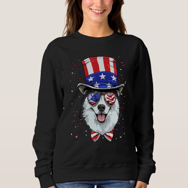 Camiseta 4th of July Patriotic Siberian Husky American USA  (Frente)