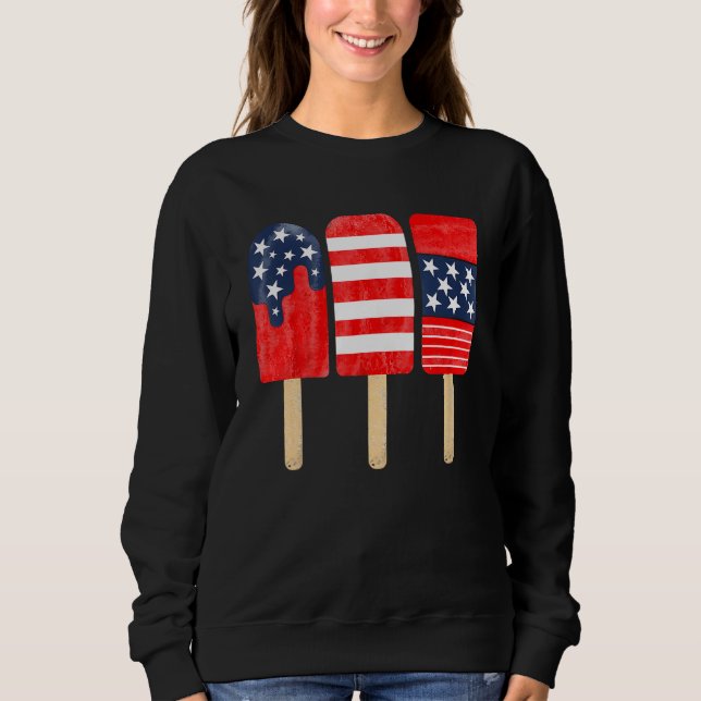 Camiseta 4th of July Popsicle Red White Blue American Flag  (Frente)