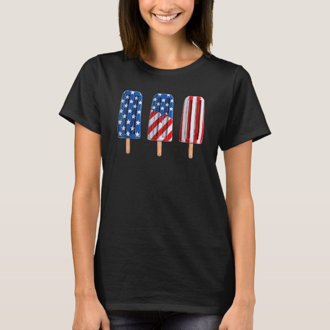 Camiseta 4th Of July Popsicle Red White Blue American Flag  (Frente)