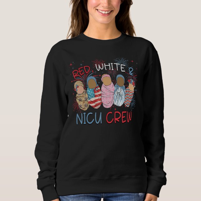 Camiseta 4th of July Red White & Nicu Crew Neonatal ICU Nur (Frente)