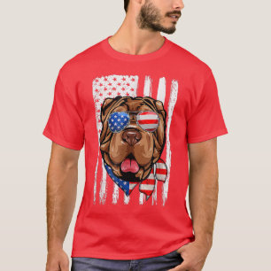 Camiseta 4th Of July Shar Pei American Flag Patriotic Dog L