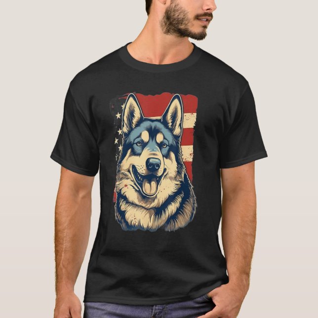 Camiseta 4th Of July US Flag Akita Dog (Frente)