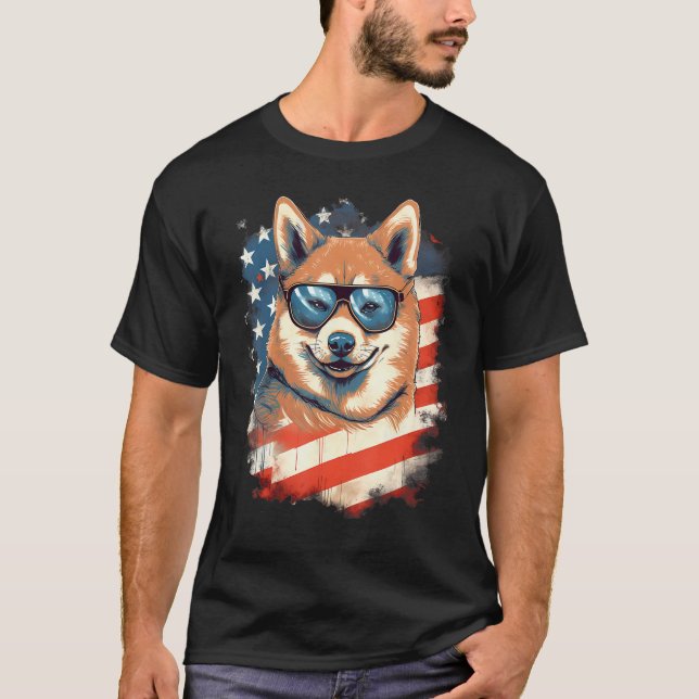 Camiseta 4th Of July US Flag Akita Dog 2 (Frente)