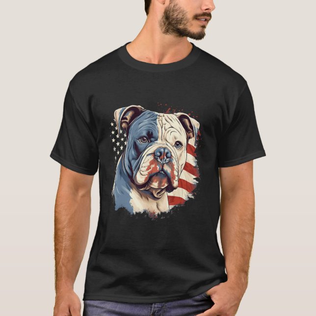 Camiseta 4th Of July US Flag American Bully Dog (Frente)