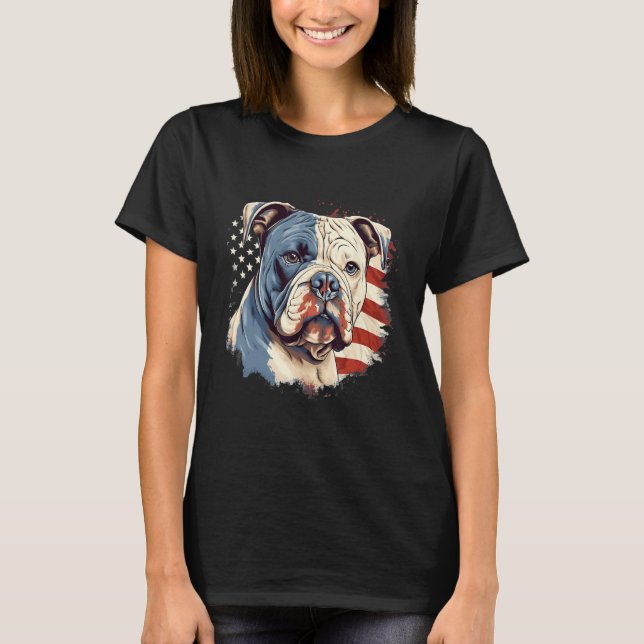 Camiseta 4th Of July US Flag American Bully Dog (Frente)