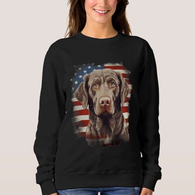 Camiseta 4th Of July US Flag Chesapeake Bay Retriever Dog 1 (Frente)