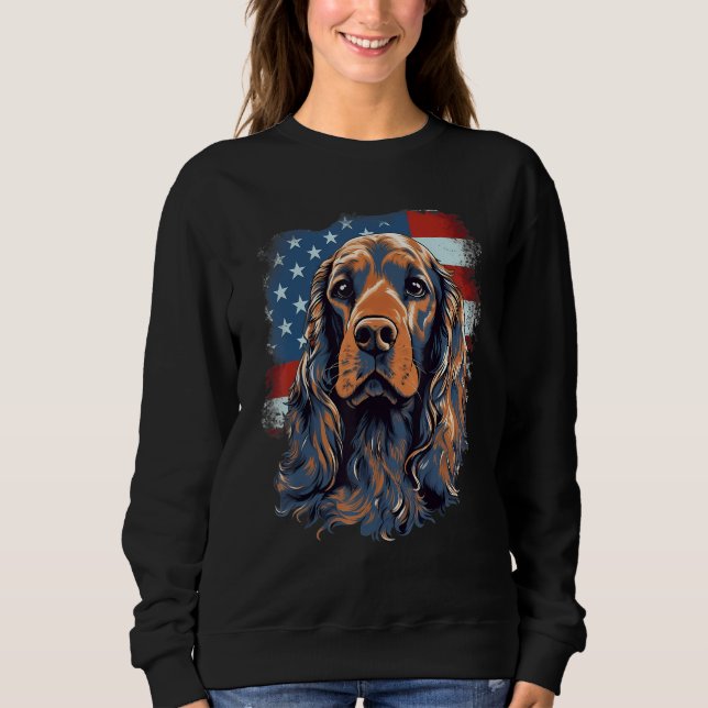 Camiseta 4th Of July US Flag English Cocker Spaniel Dog (Frente)