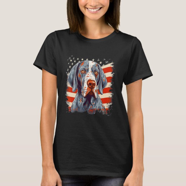 Camiseta 4th Of July US Flag English Pointer Dog (Frente)