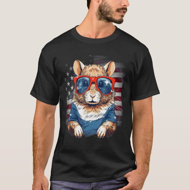 Camiseta 4th Of July US Flag Gerbil 2 (Frente)