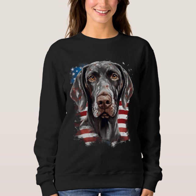 Camiseta 4th Of July US Flag German Shorthaired Pointer Dog (Frente)