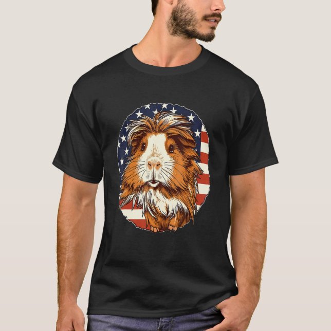 Camiseta 4th Of July US Flag Guinea Pig (Frente)