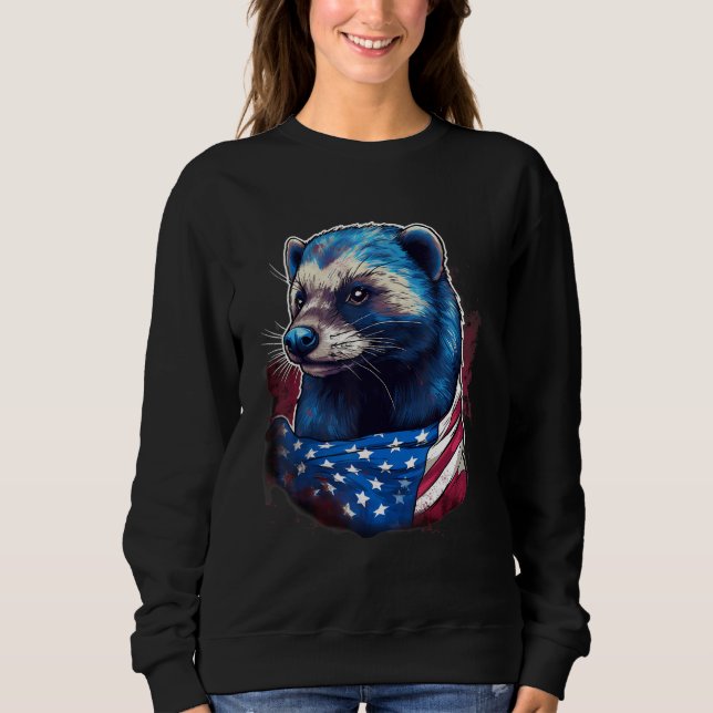 Camiseta 4th Of July US Flag Honey Badger (Frente)