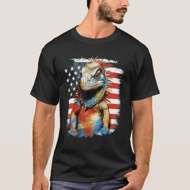 Camiseta 4th Of July US Flag Iguana (Frente)