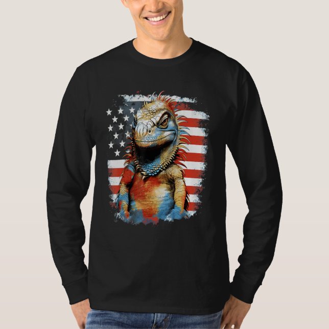 Camiseta 4th Of July US Flag Iguana (Frente)