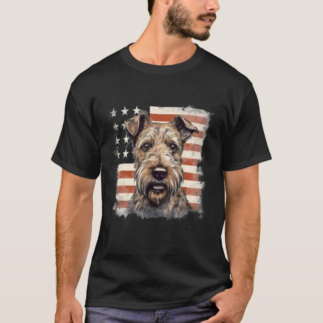 Camiseta 4th Of July US Flag Irish Terrier Dog (Frente)