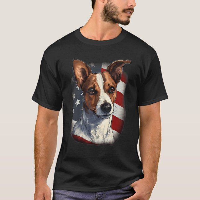 Camiseta 4th Of July US Flag Jack Russell Dog (Frente)