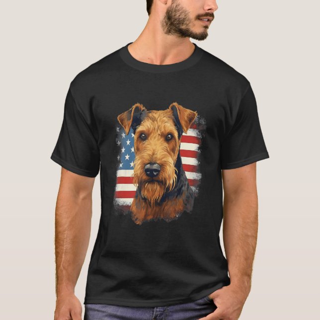 Camiseta 4th Of July US Flag Lakeland Terrier Dog (Frente)