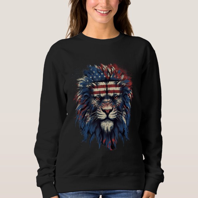 Camiseta 4th Of July US Flag Lion (Frente)