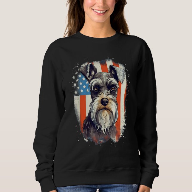 Camiseta 4th Of July US Flag Miniature Schnauzer Dog 3 (Frente)