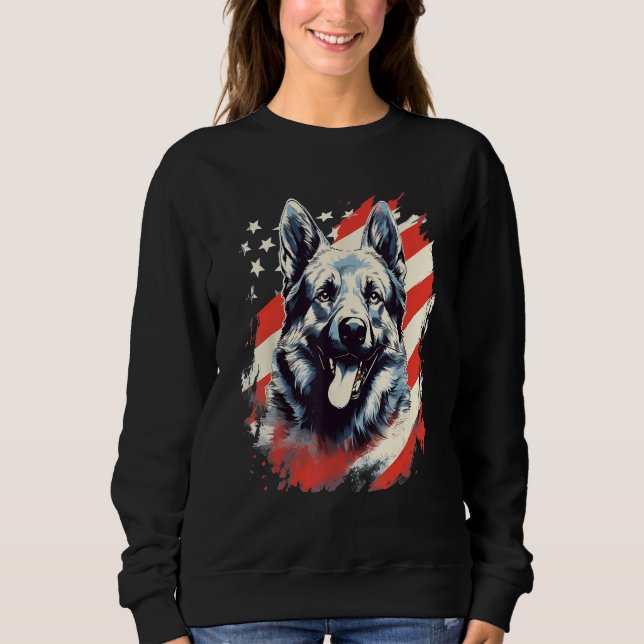 Camiseta 4th Of July US Flag Norwegian Elkhound Dog (Frente)