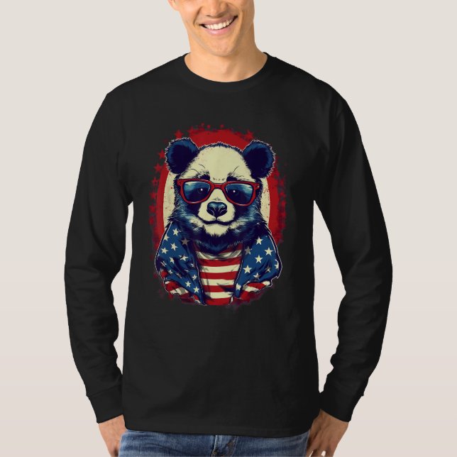 Camiseta 4th Of July US Flag Panda (Frente)