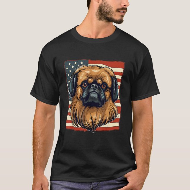Camiseta 4th Of July US Flag Pekingese Dog (Frente)