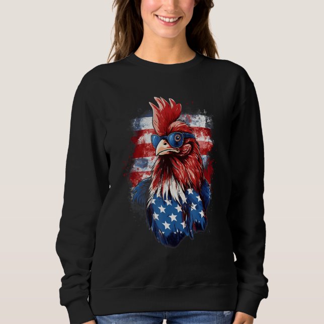 Camiseta 4th Of July US Flag Rooster (Frente)