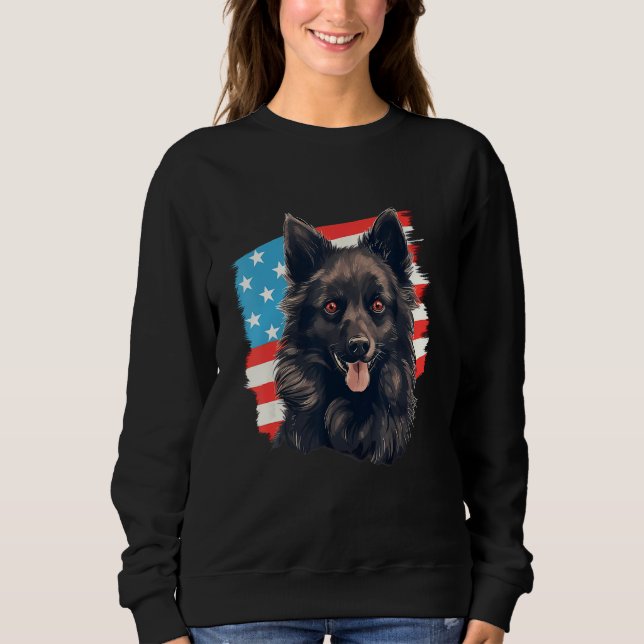 Camiseta 4th Of July US Flag Schipperke Dog 1 (Frente)
