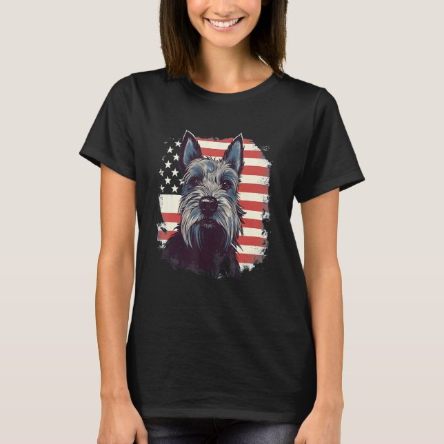Camiseta 4th Of July US Flag Scottish Terrier Dog 3 (Frente)
