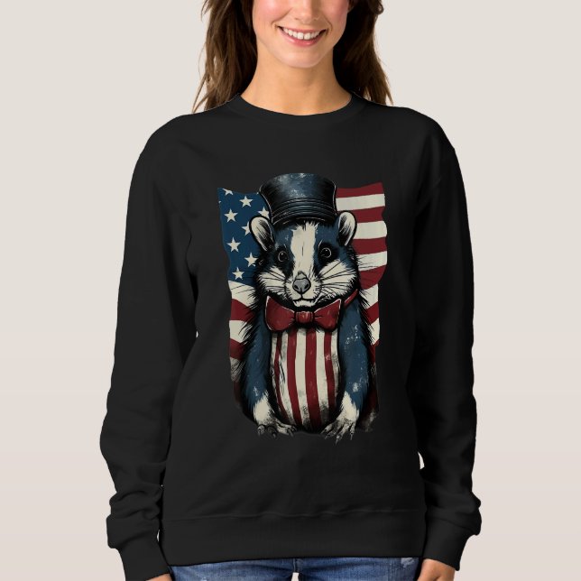 Camiseta 4th Of July US Flag Skunk (Frente)