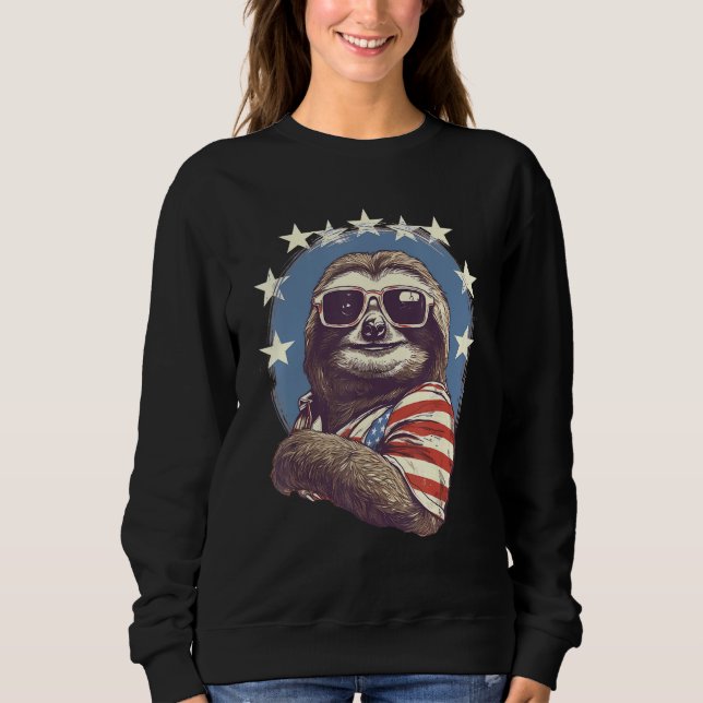 Camiseta 4th Of July US Flag Sloth (Frente)