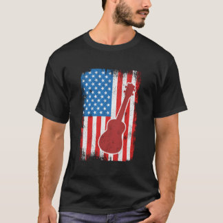 Camiseta 4Th Of July Usa Ukulele Musician