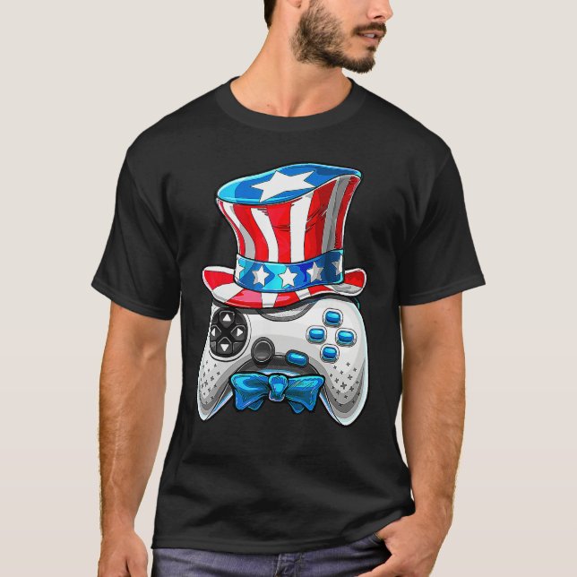 Camiseta 4th Of July Video Game American Flag Uncle Sam Gam (Frente)