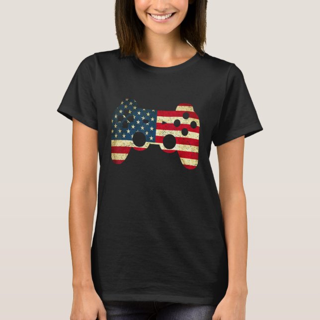 Camiseta 4th Of July Video Game Gamer Patriotic (Frente)