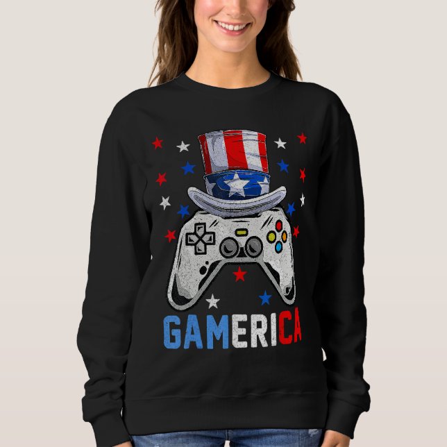Camiseta 4th Of July  Video Game Gamerica Kids Boys Men USA (Frente)