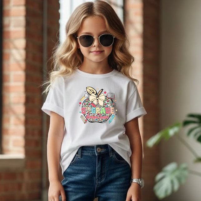 Camiseta 5ª Série Sprinkles Coloridos Maçã Volta às Aulas  (Criador carregado)