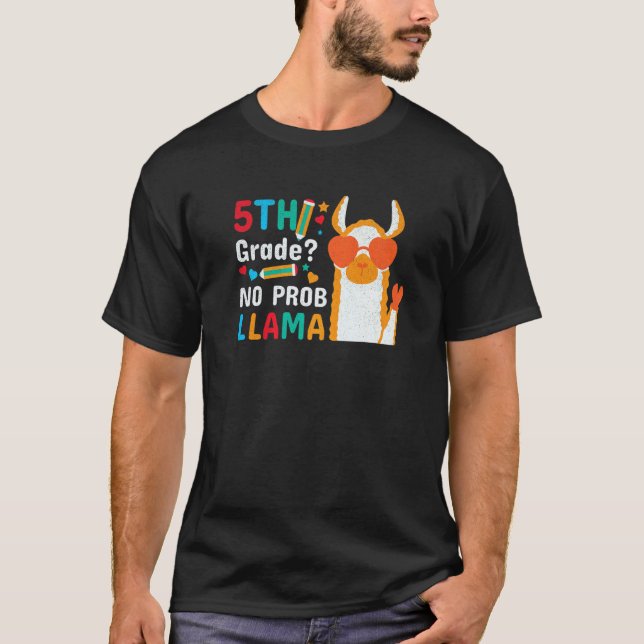 Camiseta 5º ano sem problema lhama fofo volta às aulas (Frente)