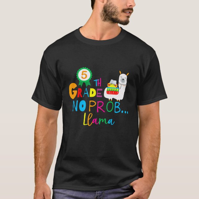 Camiseta 5º ano Sem problema lhama Volta às aulas (Frente)