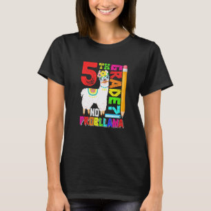 Camiseta 5º ano sem problema Llama primeiro dia de volta às