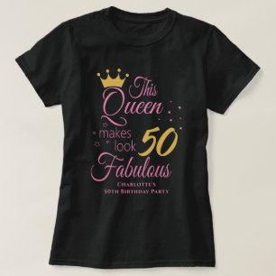 Camiseta 50ª Festa de aniversário, Fabulosa, Cor-de-Rosa Pr