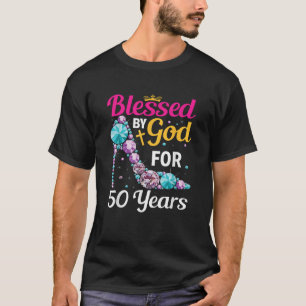 Camiseta 50ª Menina de Aniversário Abençoada por Deus Por 5